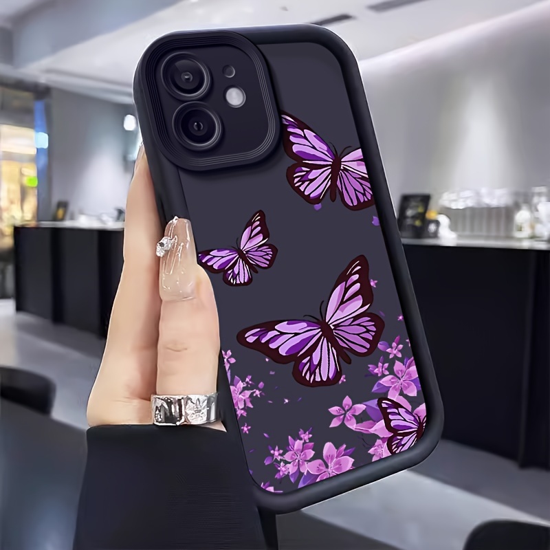 

Ladder Painted Purple Butterfly Flower Mobile Phone Case For