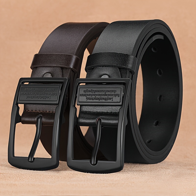 

1pc Classic Men's Leather Belt With Vintage-inspired Alloy Automatic - Adjustable, Casual & Fashion Accessory For Young To Middle-aged Men