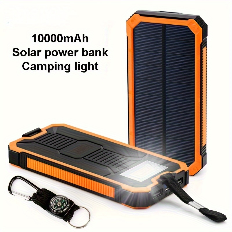 

10000mah Solar Power Bank/portable Solar Cell Phone Battery Panel 5v Solar Plate, Outdoor Camping Home, Compass Function, Outdoor Emergency Power Supply, Led Flashlight/usb/micro Interface