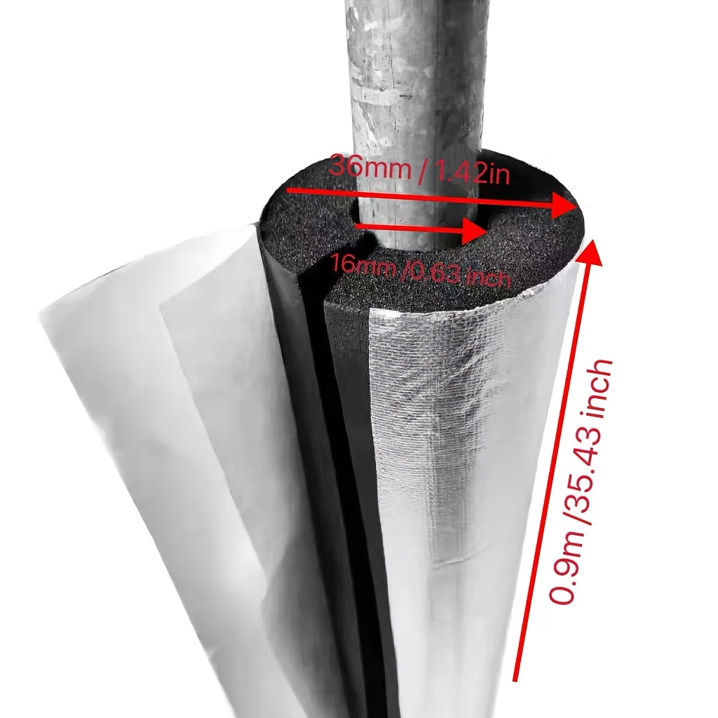 TEMU Tube d'isolation en mousse auto-adhésive en aluminium, couvercle de tube d'isolation pré-perforé, manchon de protection contre la pour tuyaux