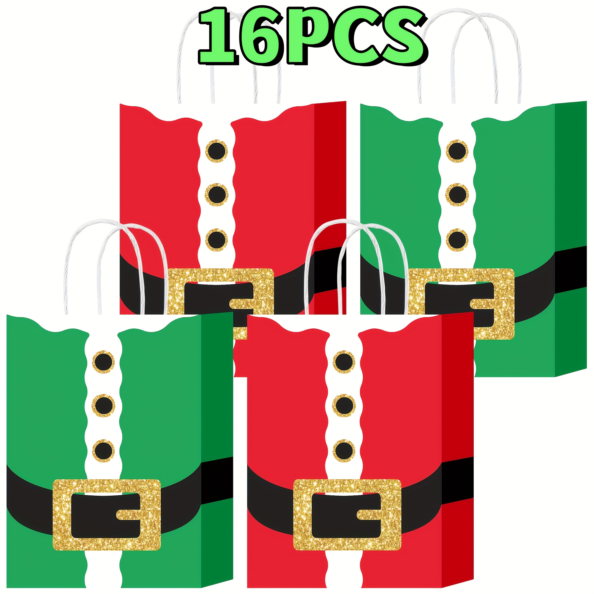 TEMU 16/32 Christmas-themed Gift Bags, Gift Bags With Handles And Christmas Ties, Are Suitable For Such As Christmas Parties, Halloween Parties,