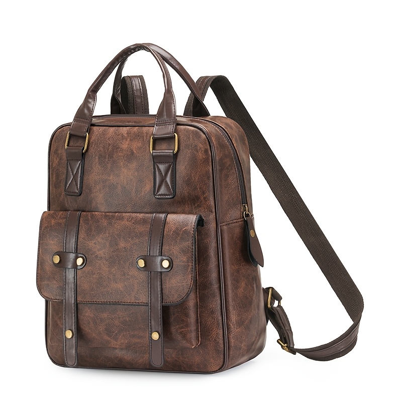 TEMU Backpack Set With Top Handle, Adjustable Shoulder Straps, Front Pocket, Brass Hardware, Zipper Closure, Multi-compartment Design, Lightweight