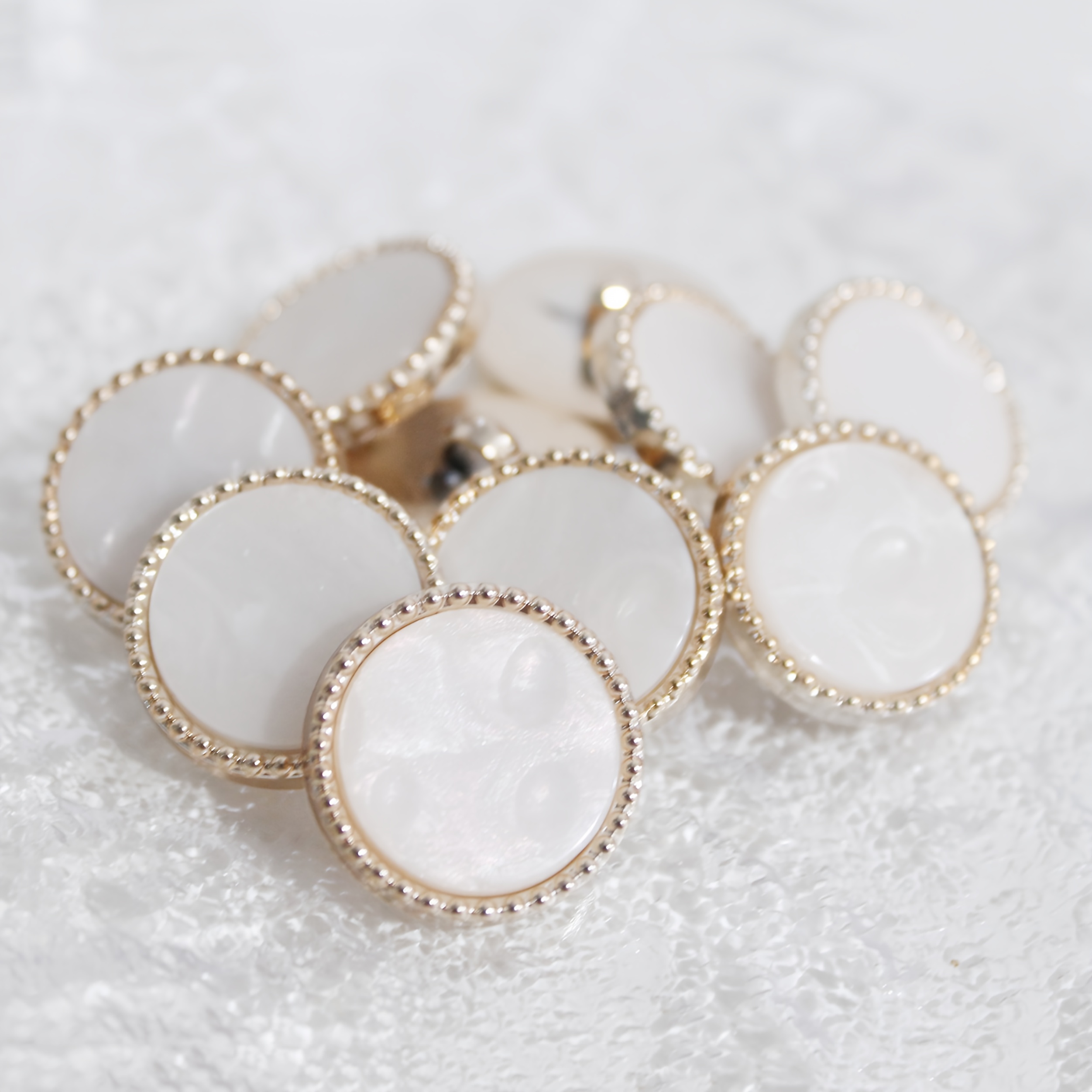 Image of 10pcs Per Pack Of High-quality Round Plastic Buttons In Gold- Beige, Perfect For Coats, Cardigans, And Sweaters As Versatile Decorative Buttons