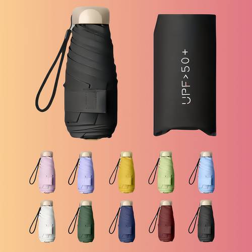 backpack side pocket 200g lightweight folding umbrella black sunscreen compact storage manual style 6 colors easy for and from school