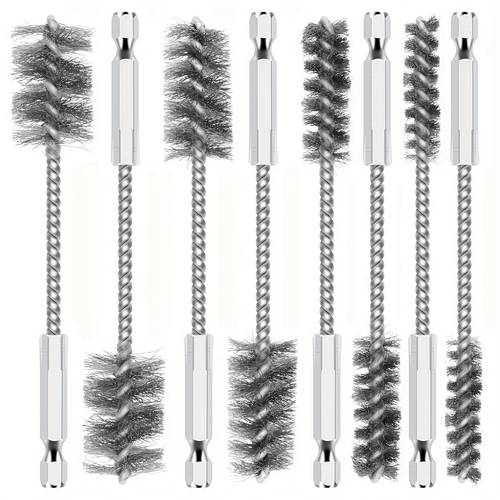8pcs stainless steel wire brush set cleaning wire brush with hex shank rust removal wire brush 3 8 inch 1 2 inch 3 4 inch 7 8 inch for electric drill