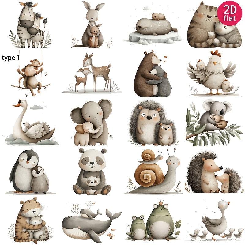 Image of 1 Pack Mom And Cute Animal Stickers 2d Flat Creative Handmade Sticker Journal Notebook Photo Stationery Sticker School Handmade Material Sticker Junkjournal Stickers