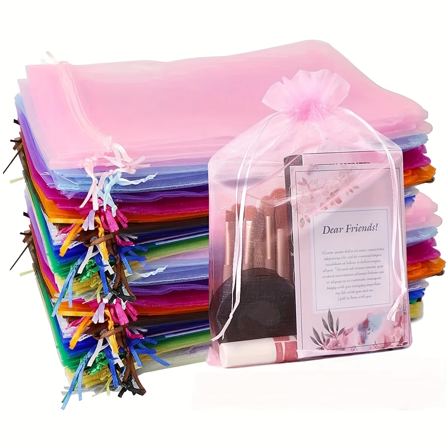 100pcs organza bags 15 x 20cm/6 x 8 inches - jewelry gifts gift bags drawstring mesh bags gifts valentine s day wedding   halloween   christmas new year party   packaging 0