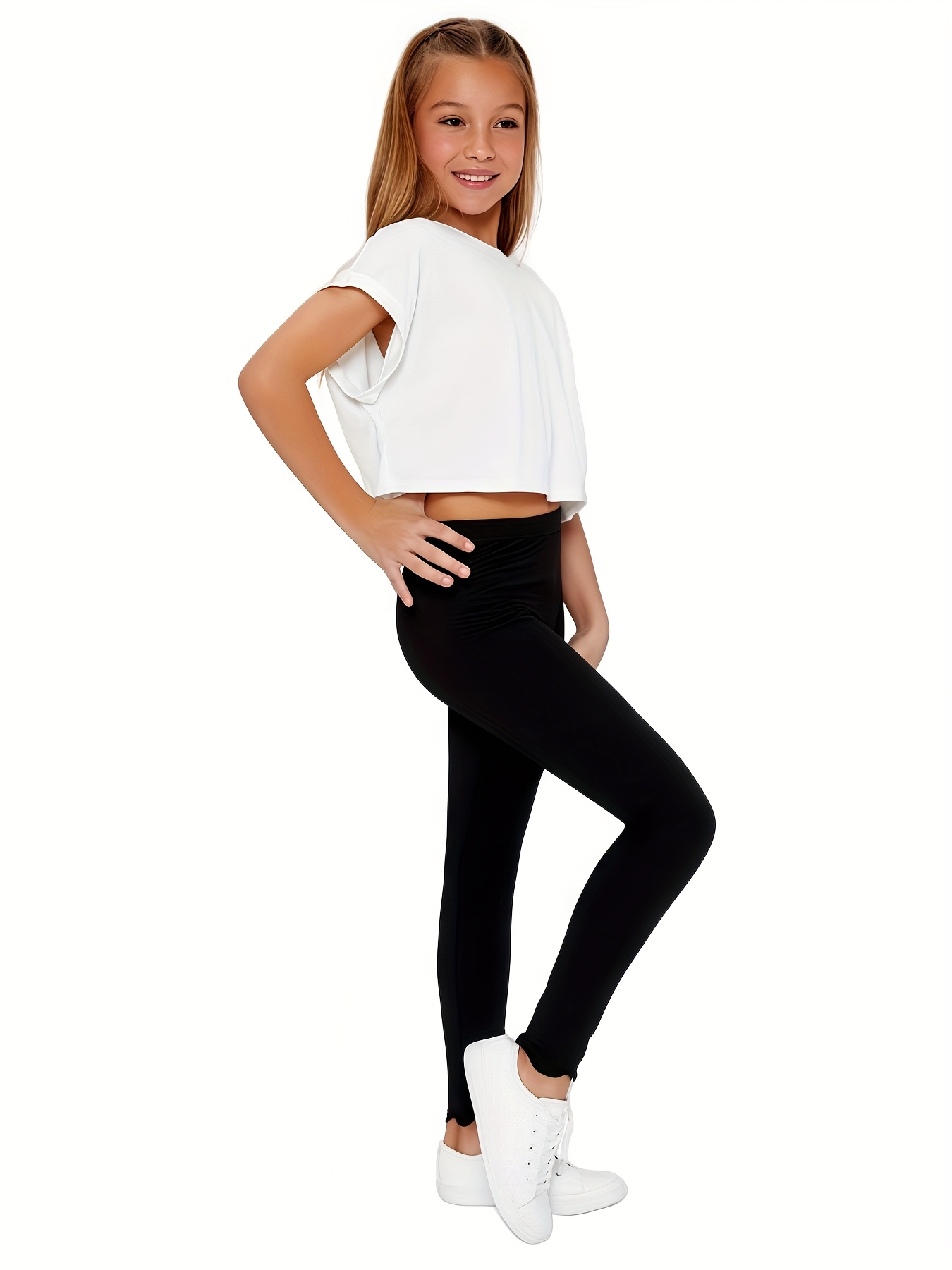 Girls' High-Stretch Leggings, Solid Comfortable Tights for in  Black/Grey/White/Pink Dance Pants Yoga Wear Outerwear Sports