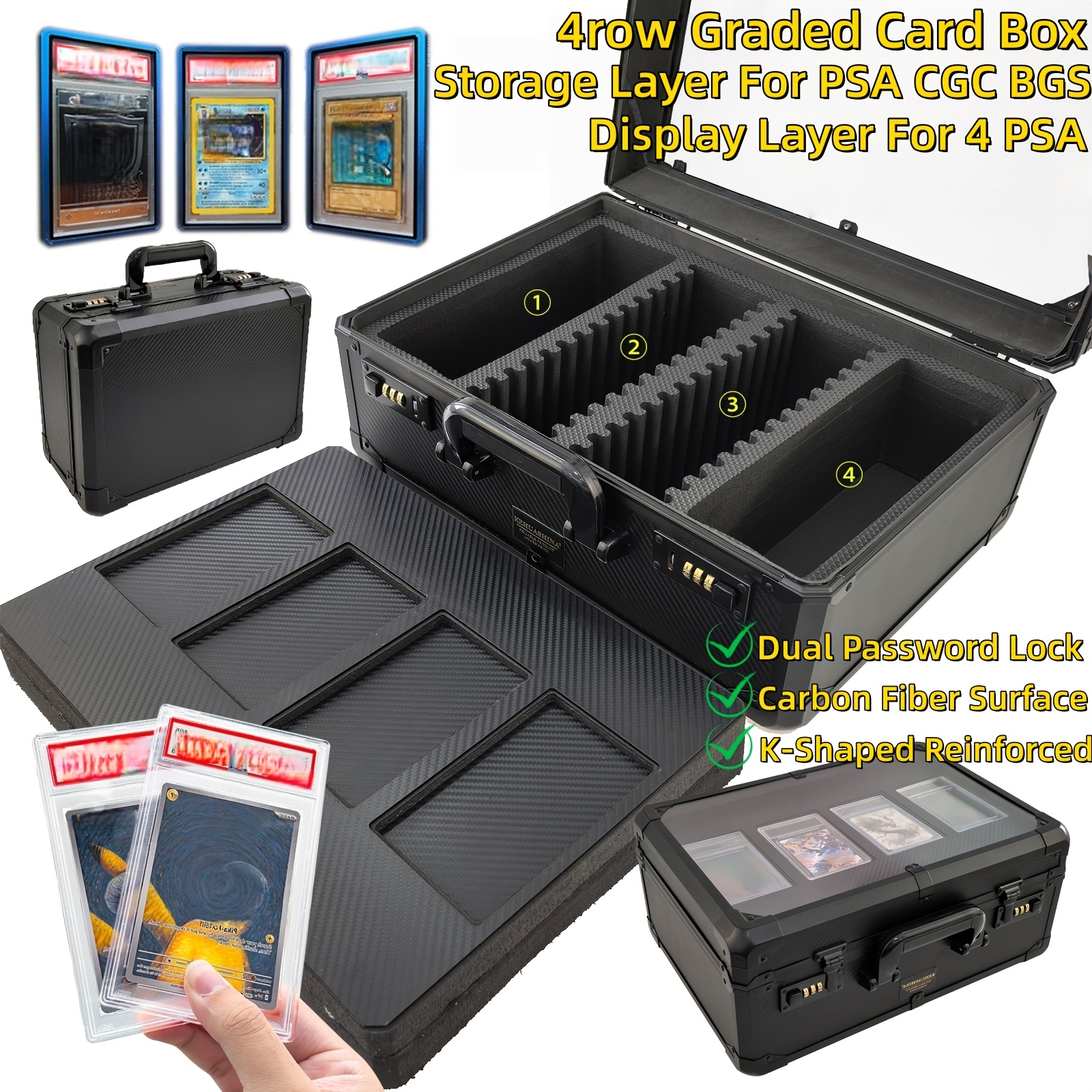 custom graded card case Card Case (4-Row) - Trading Card Case