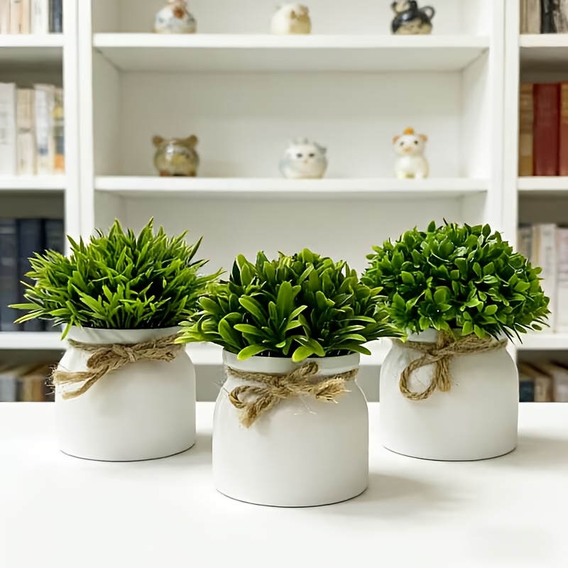 3pcs realistic artificial potted plants with pots pre potted outdoor   suitable for office balcony decor low maintenance plastic foliage with   greenery no watering or trimming required spring decoration