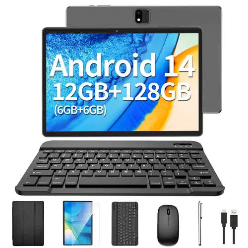 2025 new tablet with keyboard 2in 1 tablet 12gb 6gb 6gb 128gb android 14 tablet 10 inch tablet with case mouse 4g 5g wifi gps tablet pc