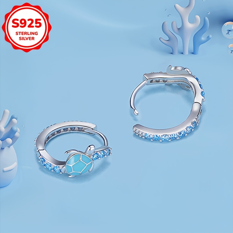 925Silvery Agile Turtle Earrings