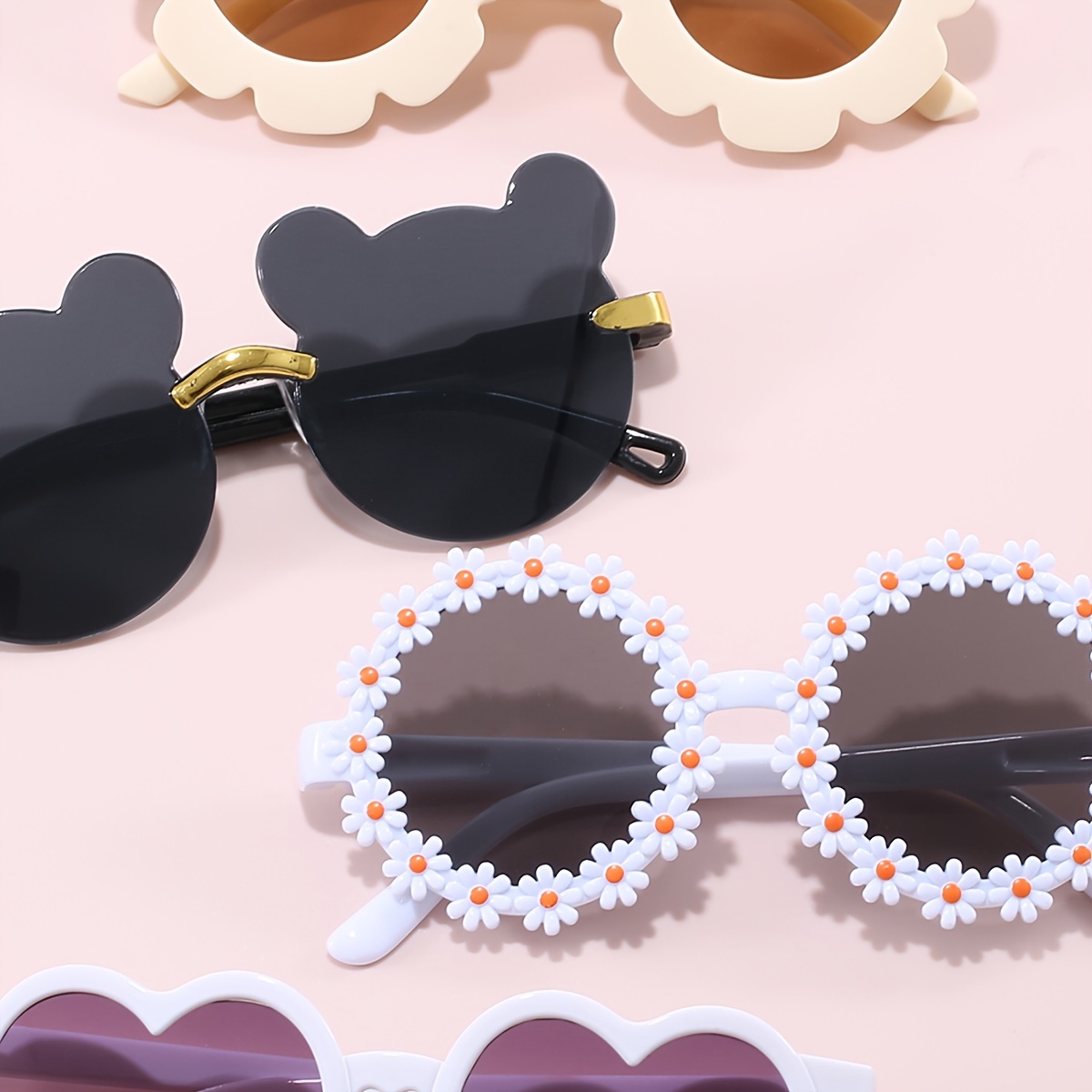 4pcs     bear fashion glasses fashionable round   shades for boys girls perfect gift with cloth details 2