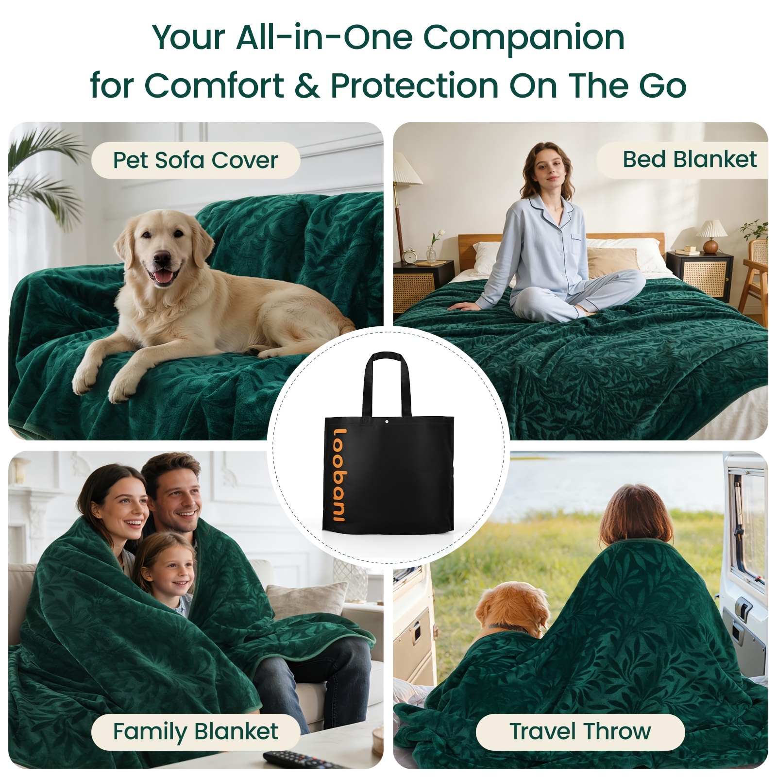 Loobani Pet Flannel Love Blanket, 60×80/80×90 Inches, Stain & Leak Resistant Sofa & Bed Mat, Pet Sleeping Pad