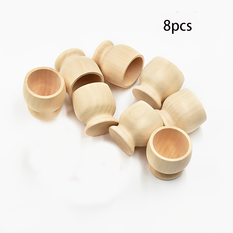 8 Unfinished Wooden Cup Holders Blank Wooden Cup Holders Holder Cup Shapes For Easter Crafts (beads)