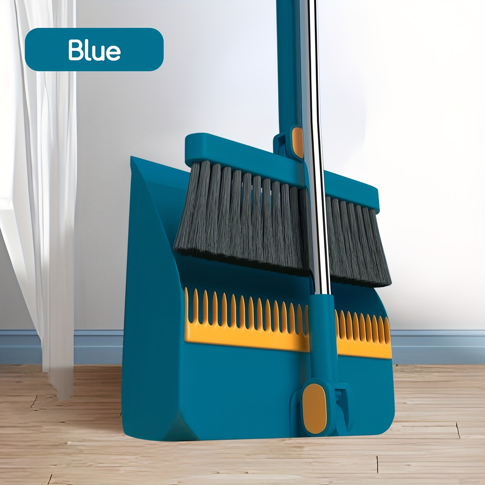 TEMU 2in 1 Broom And Dustpan Set, Floor Cleaning Broom Dustpan Set, Broom With Dustpan, Rotatable Broom And Dustpan With Comb Tooth, For Home, Room,