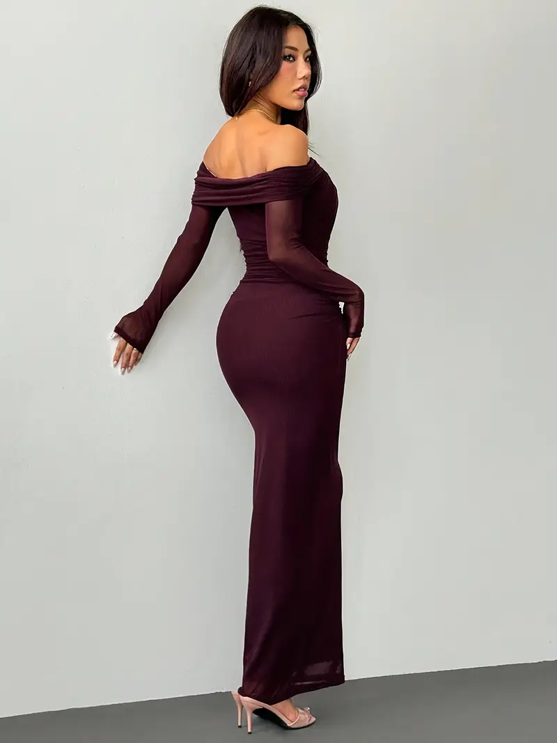 shoulder mesh twist pleated dress fit long sleeved - Temu United Arab Emirates shoulder mesh twist pleated dress fit long sleeved - Temu United Arab Emirates