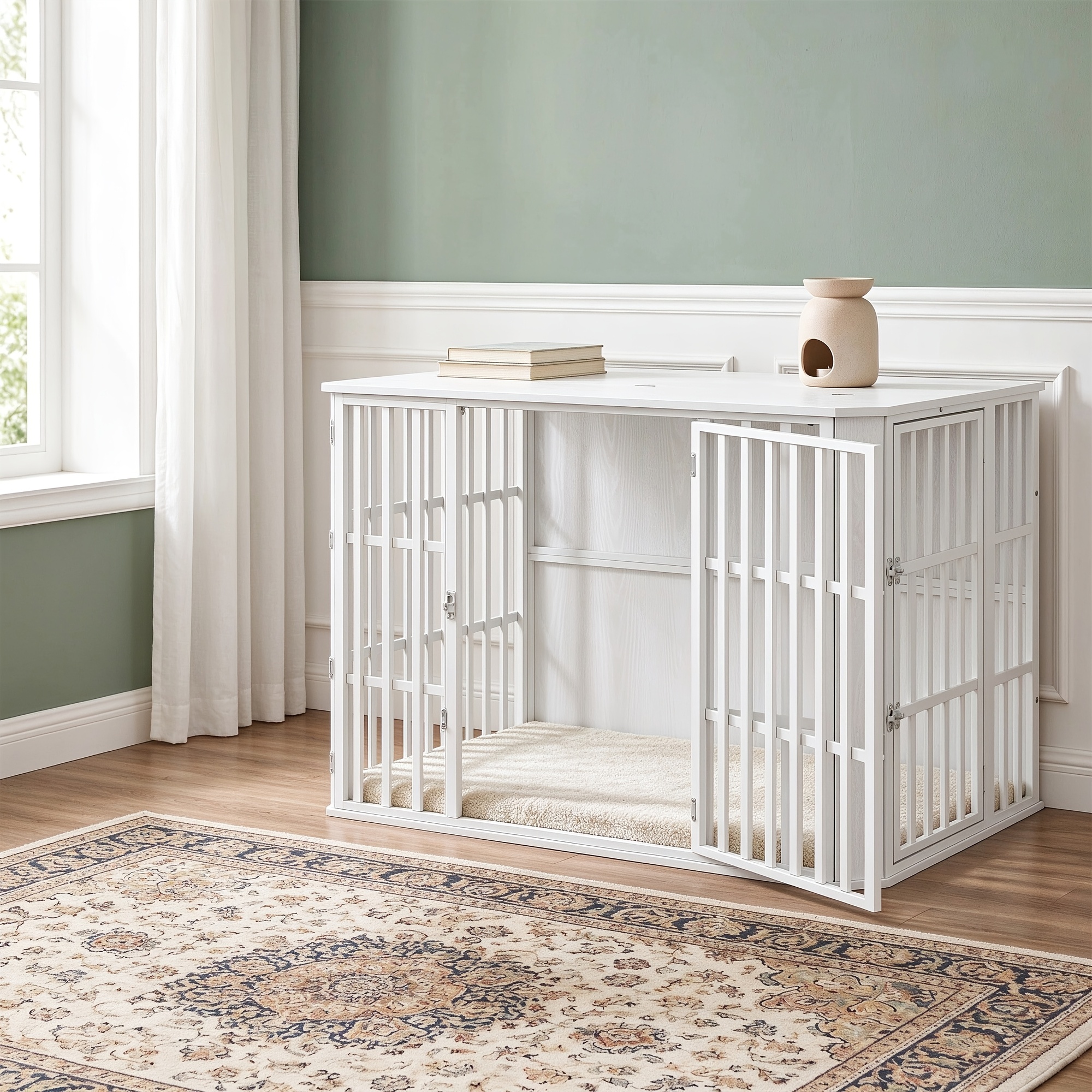 Image of 120cm Large Dog Cage, Multi-door Storage Design, Suitable For Medium To Large Dogs, Living Room Storage Pet Cage Furniture, 121*76*82cm