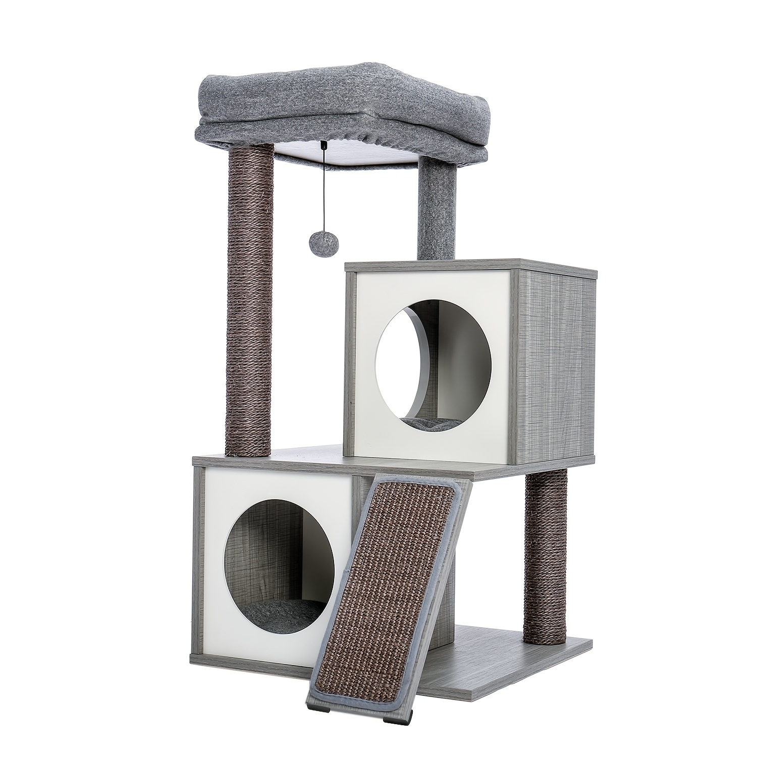 Image of Road Modern Cat Scratching Post, 89cm, Sisal Cat Scratching Posts, Kitten Furniture With Cat Cave, Play House