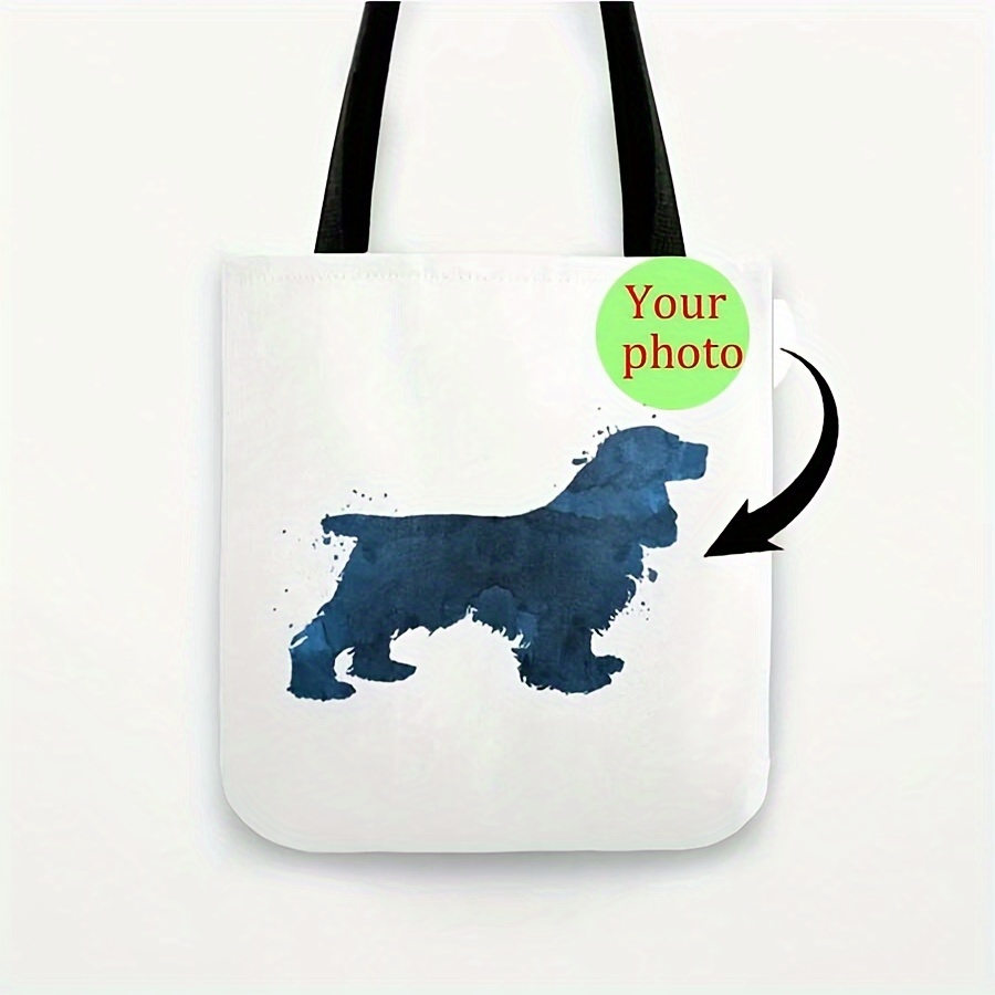 

Personalized Pet Portrait Canvas Tote Bag - Sturdy, Reusable, And Water-resistant Shopping & Grocery Shoulder Bag With Custom Dog Photo Print For Women - Unique Gift Idea