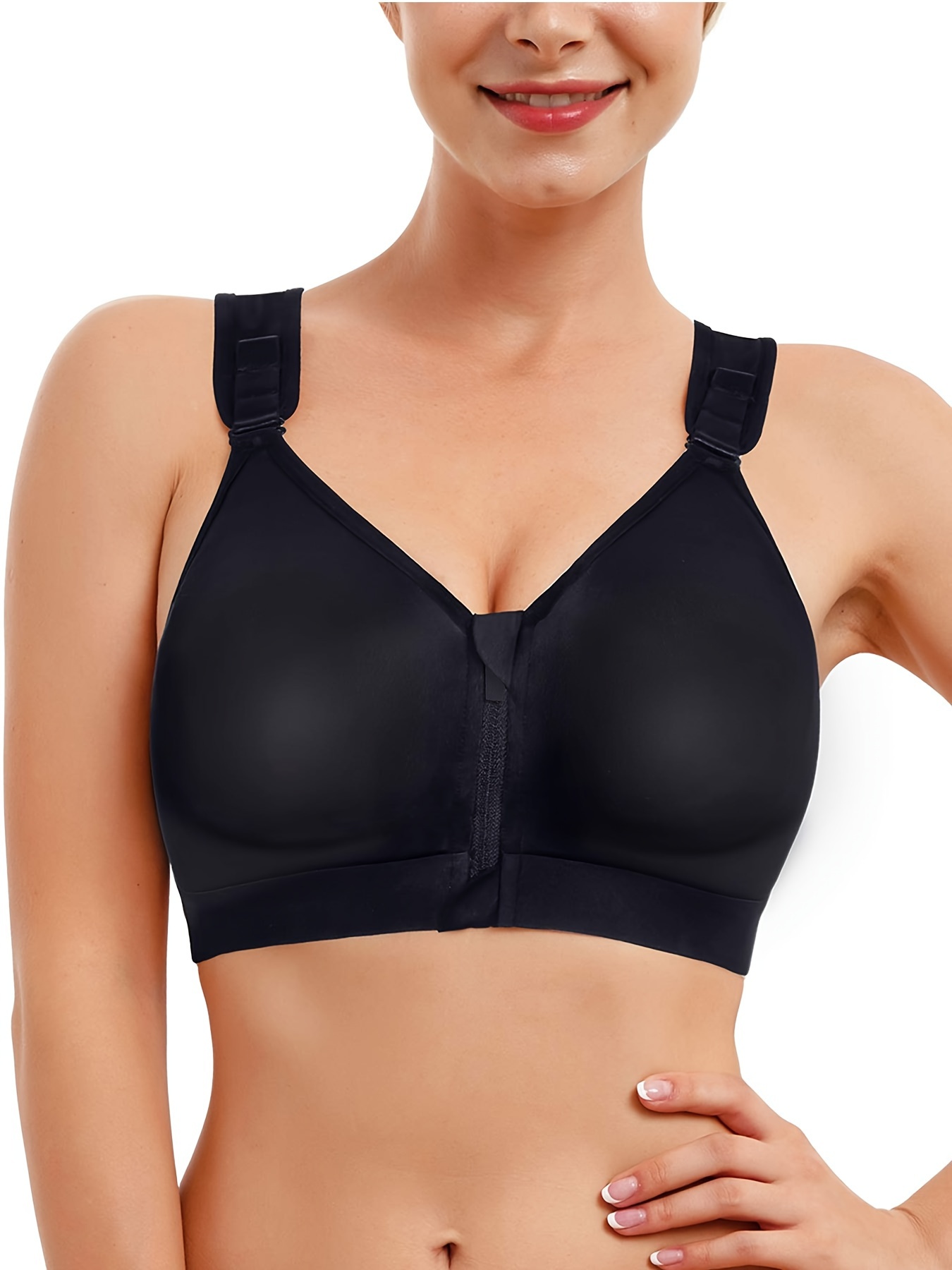 Zipper Adjustable Sports Bra For Women, High Impact Zip Front Sports Bra  Post Surgery Bra With Adjustable Straps High Support
