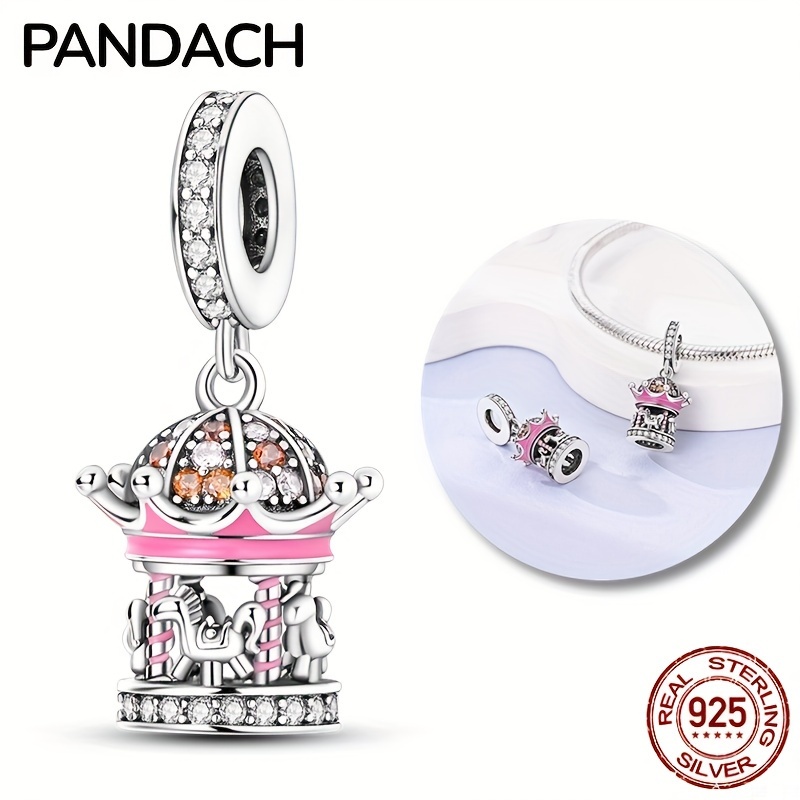 

Happy Memories - Fantasy Pink Carrousel 100% 925 Sterling Silver Merry-go-round Delicate Details Charm Perfect For Diy Bracelets & Necklaces!