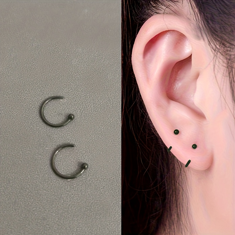 E-shop Ein Paar minimalistische, hypoallergene, keramische C-förmige Ohrstecker, geeignet für Damen zum täglichen Tragen, zu Partys, auf Urlaub und als