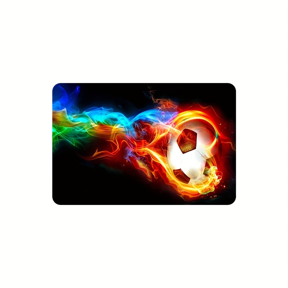 TEMU Tapis 1 pièce en flanelle, motif sportif football , fin et imprimé, disponible en plusieurs tailles, tapis en peluche, tapis de sol antidérapant