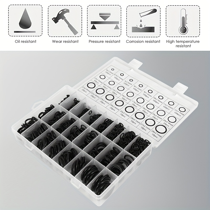 Image of 1200pcs 24 Size Nbr Ring Set Heat And Oil Resistant For Pressure Washer Plumbing System Universal Seal Gasket Kit