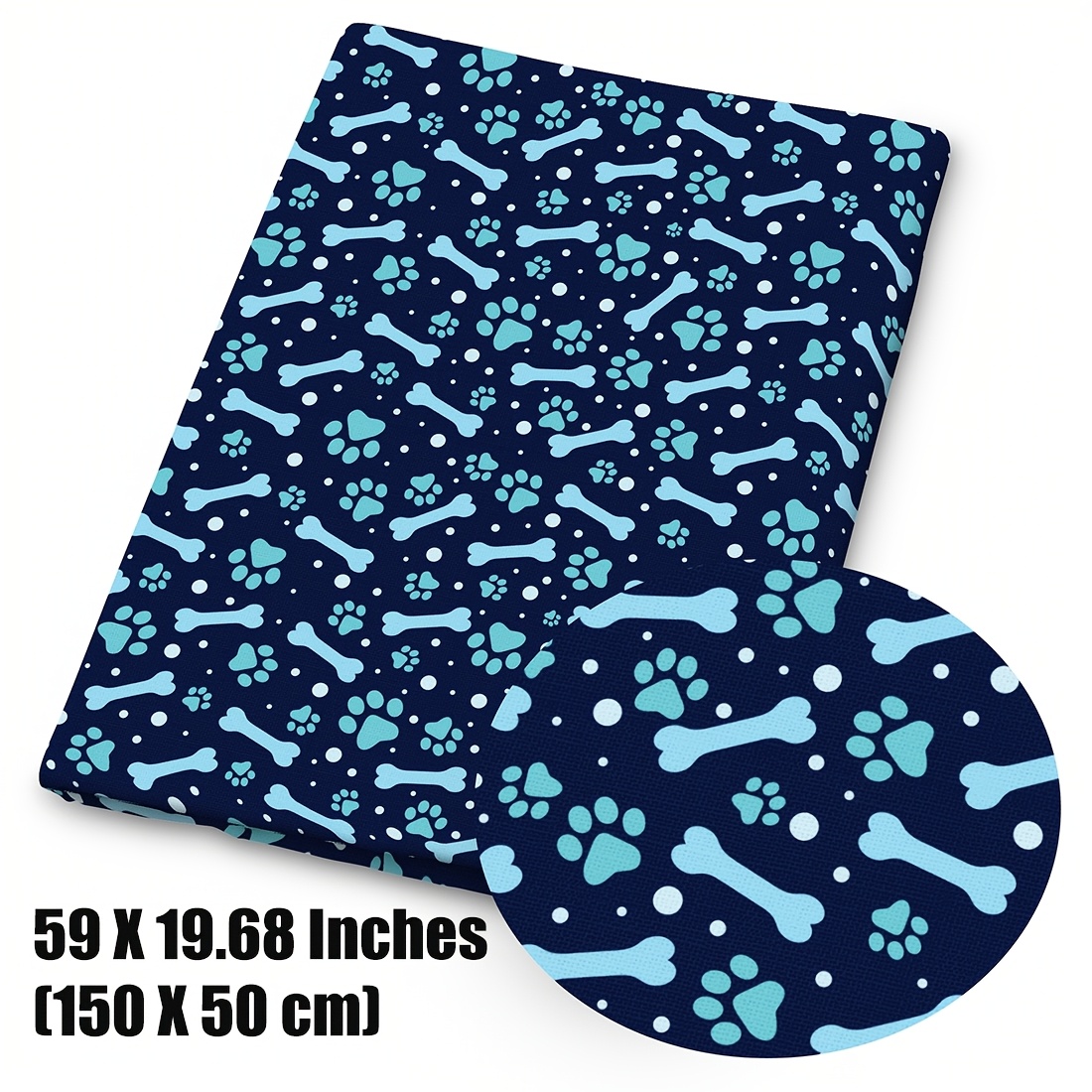 TEMU 1pc Cute Paw Print Fabric - 59 X 19.68 Inches (150 X 50 Cm) Pre-cut Polyester Fabric With Patterns - Suitable For Sewing, Scrapbooking,