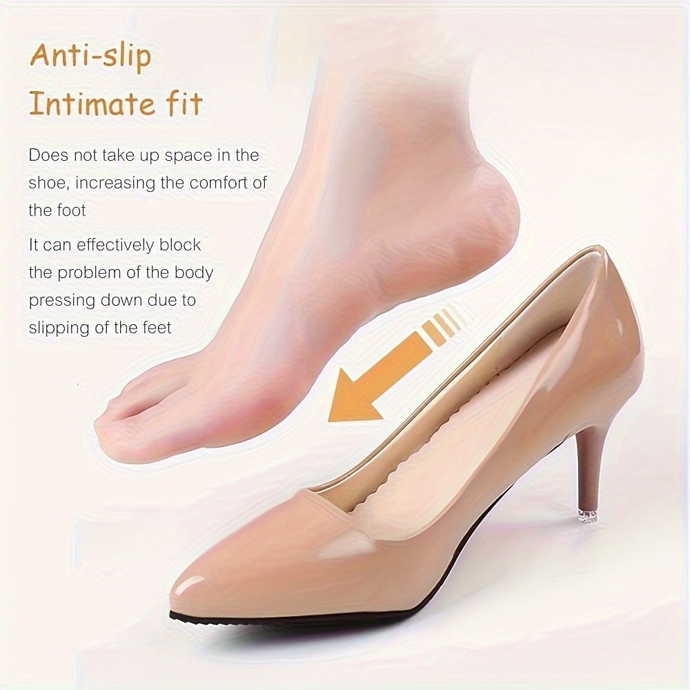 [Popular Choice] 1 Pair Anti-Slip Faux Leather Insoles for High Heels and Sandals, Self-Adhesive, Breathable, Sweat-Absorbent, Comfortable - Black