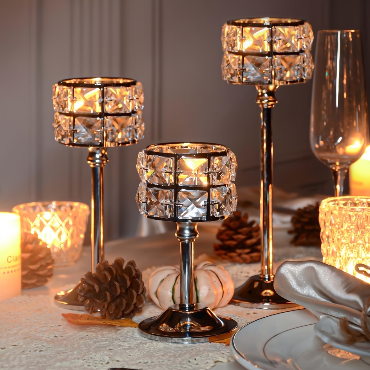 3pcs european style   candlestick creative metal ornaments wedding hotel home candlelight dinner props layout decorations Product details 1