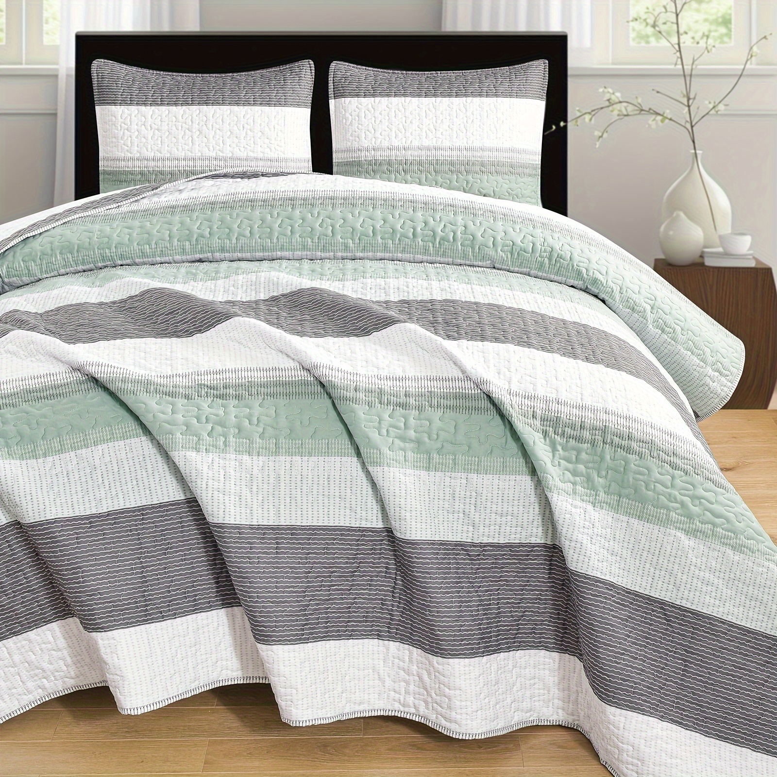 

3pcs Minimalist Modern Print Bedspread Set (1*bedspread + 2*pillowcase Without Filler), Soft Breathable And Comfortable Bedding Set For Bedroom Dorm Room Decor