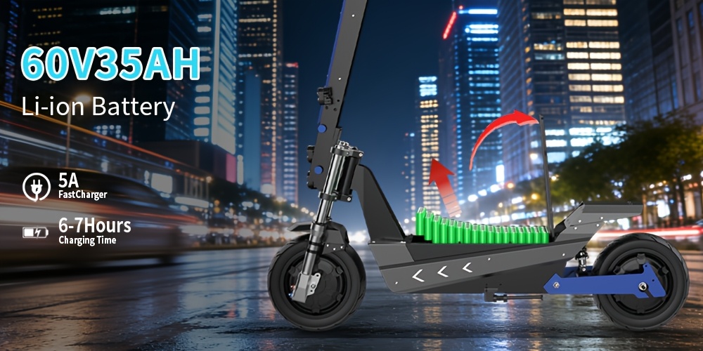 electric scooter brushless motor 35ah 11 inch tires   range of about 50 miles long   scooter 330lbs weight capacity suitable for urban commuting outdoor camping and     birthday gift Product details 3