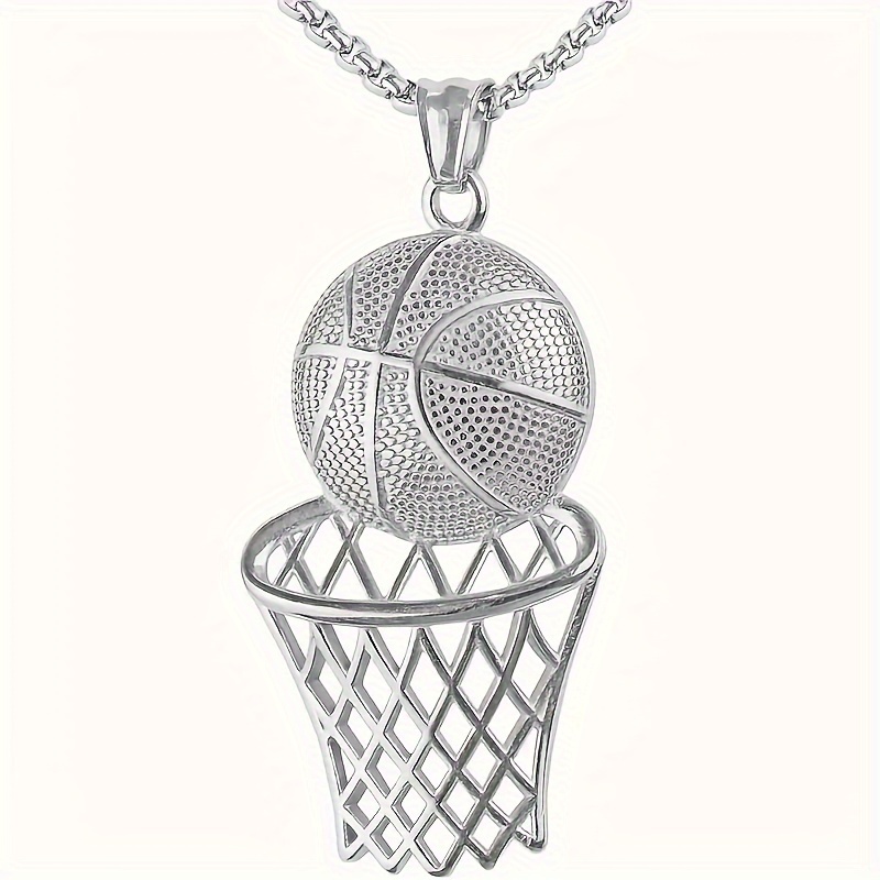 TEMU Pendentif Panier de Basket Mode Europe et États- Hip-Hop Créatif Collier pour Vêtements de Tous Sport