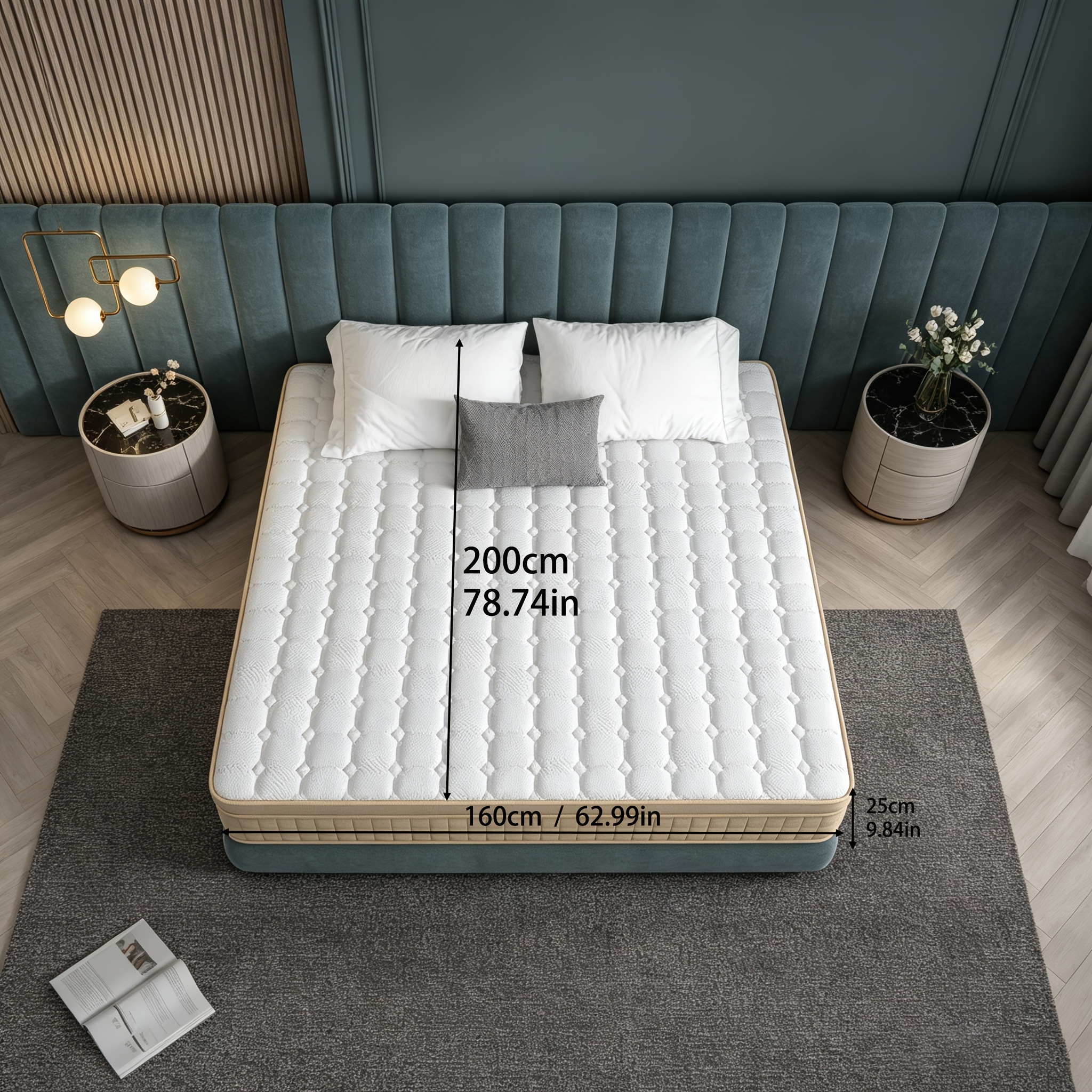 TEMU Twin Size Mattress, Memory Foam Layer Mattress, Individually Pocketed Spring Mattress, Wedding Mattress, Soft And Comfortable, Medium Firmness,