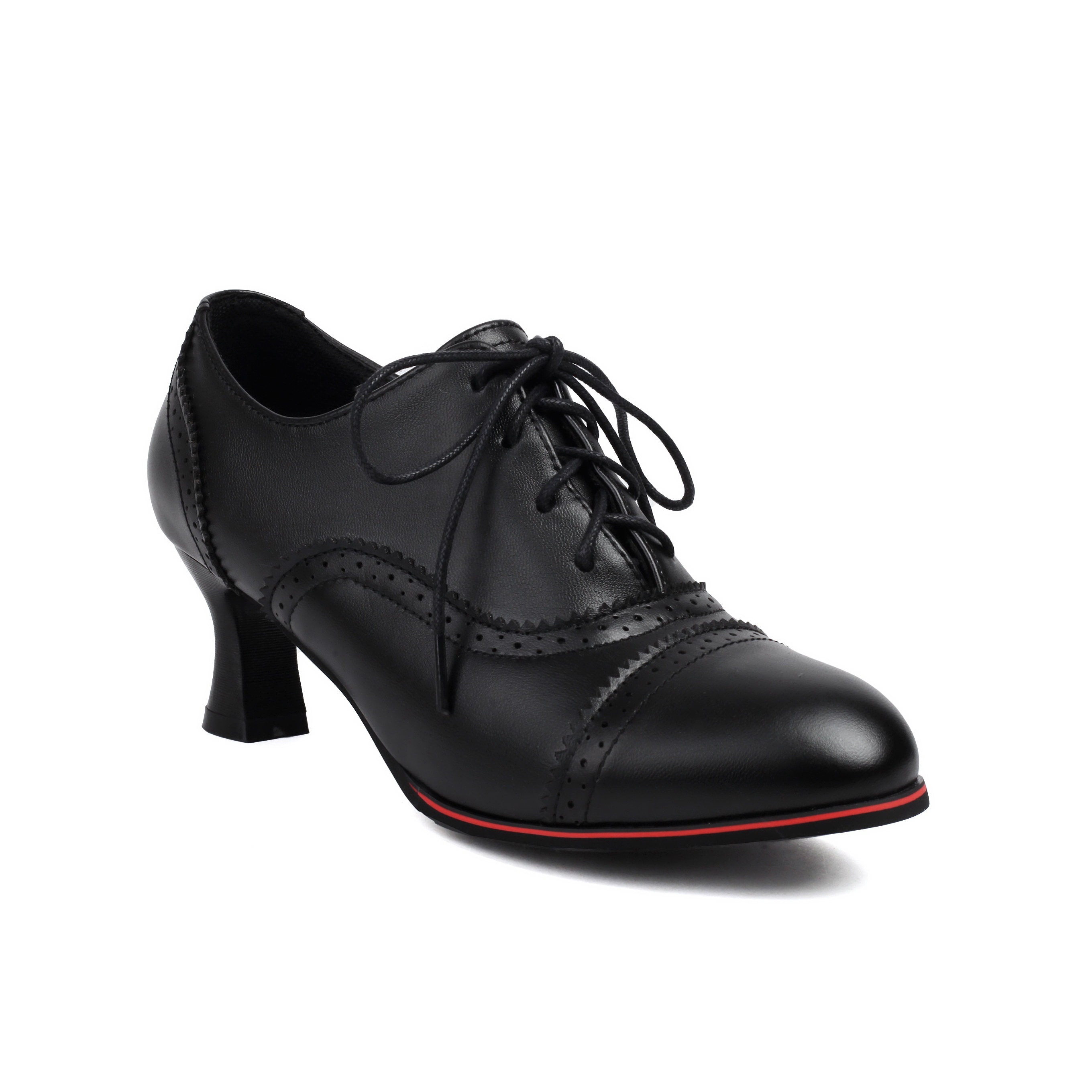 Image of 2024 Spring New Women' Shoes Large Size 37-46 Lace-up Brogue Shoes Round Toe Cat Heel Fashion Casual Single Shoes, Women Shoes Elegant Women Shoes Shoes