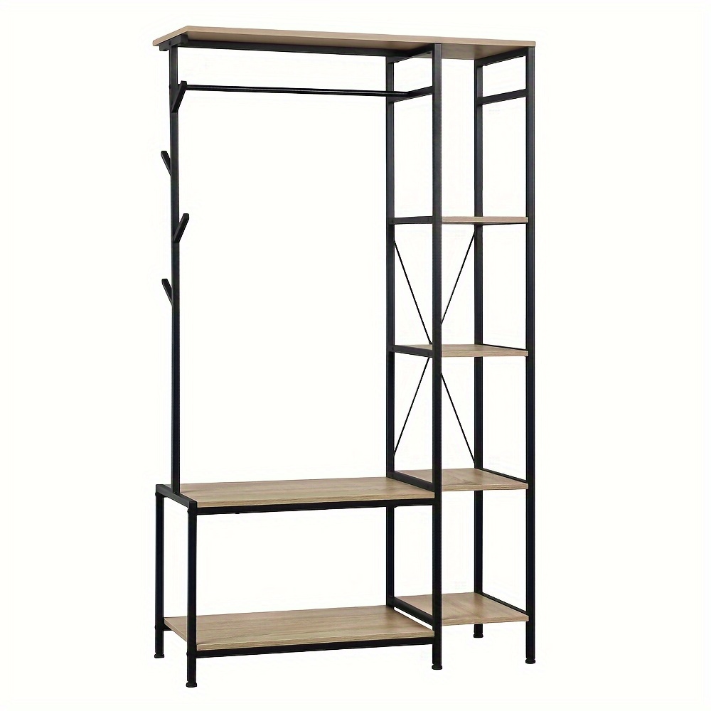1pc Hanger Independent Hanger With Bench Design 4-layer Rack 4 Hooks 1 Hanger 100x175x40cm