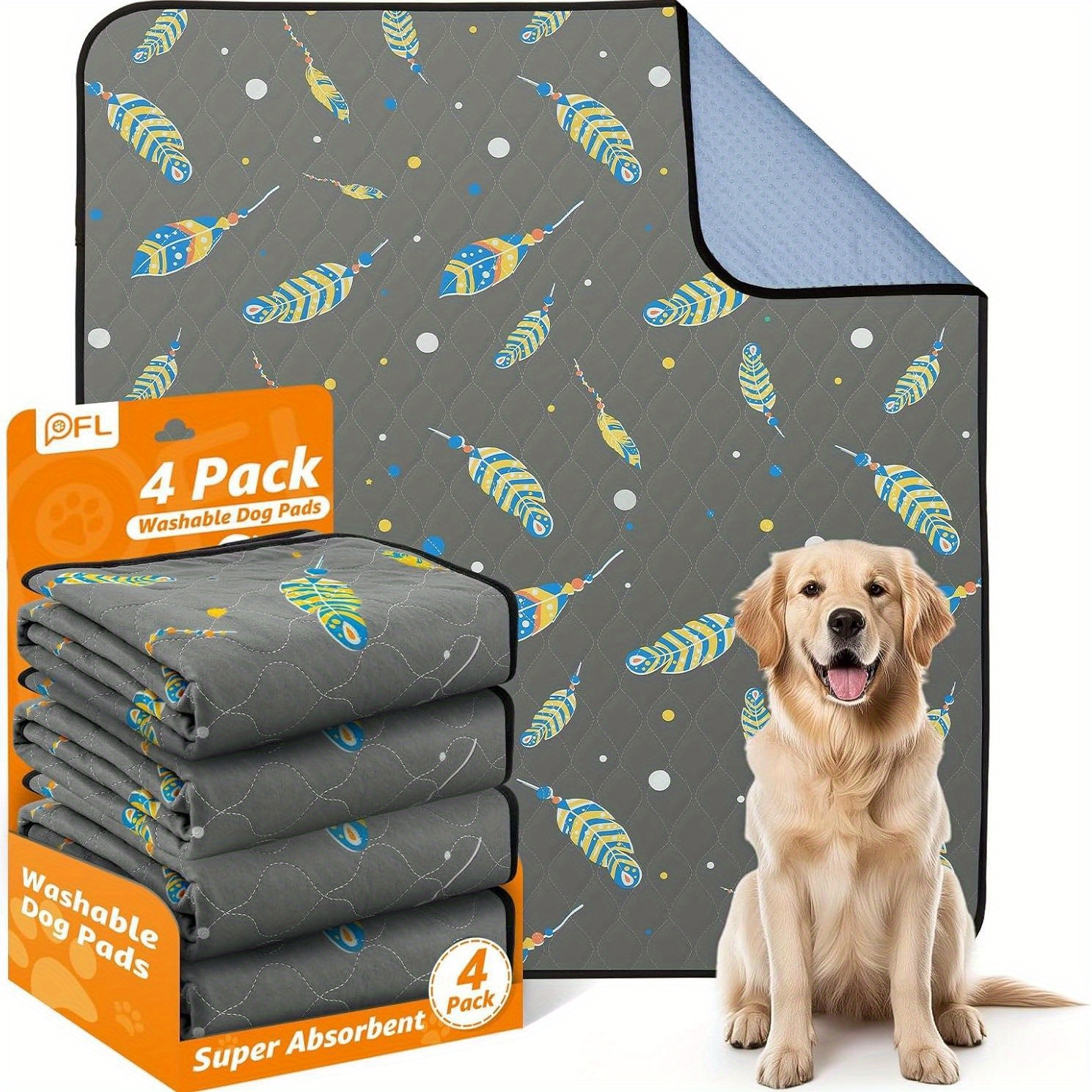 Image of 4pack Dog Washable Pee Pads, Reusable Puppy Pads, Ultra-absorbent Leak-proof Dog Training Pads, Non-slip, Easy To Clean - Ideal For Indoor & Outdoor Use, Dog Bed, Holiday Gifts.