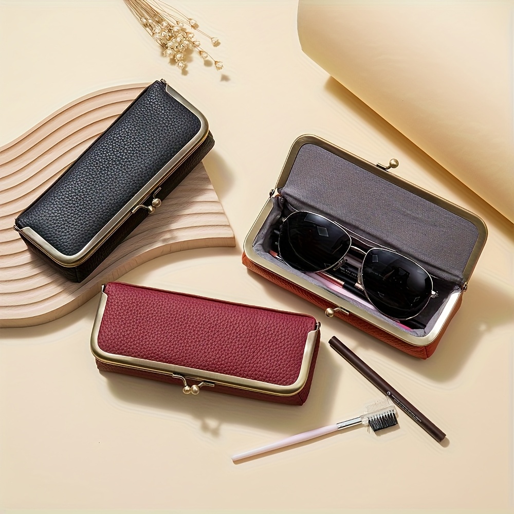Genuine Leather Clip Sunglasses Storage Holder Bag