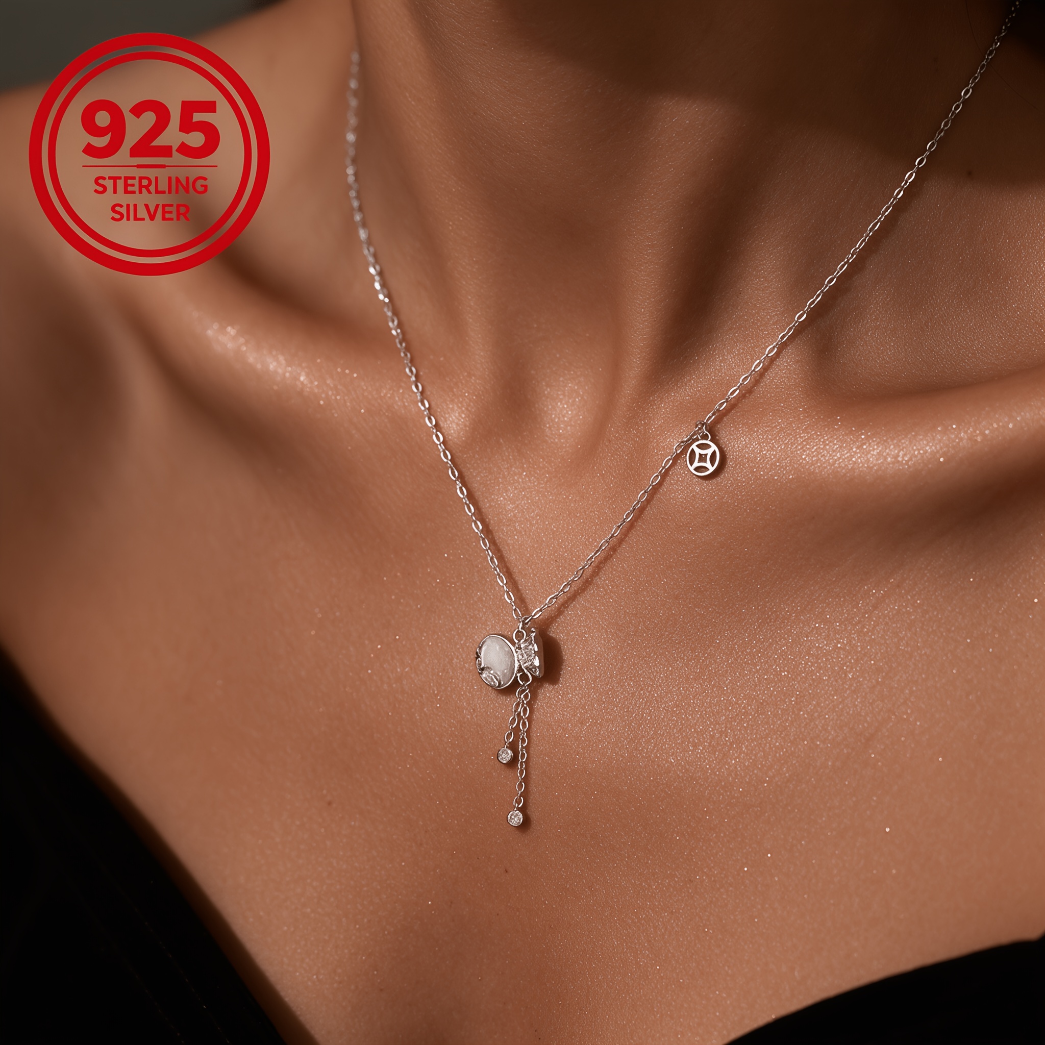 Women's 925 Silver Low-Allergy Tassel Necklace, Light Luxury Gift