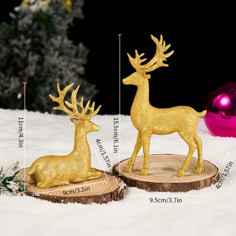 Image of A Pair Of Standing Christmas Deer Statues For Holiday Table Centerpieces, Suitable For Home And Office Decorations, Perfect For Display On Desks, Bookshelves, Or Room