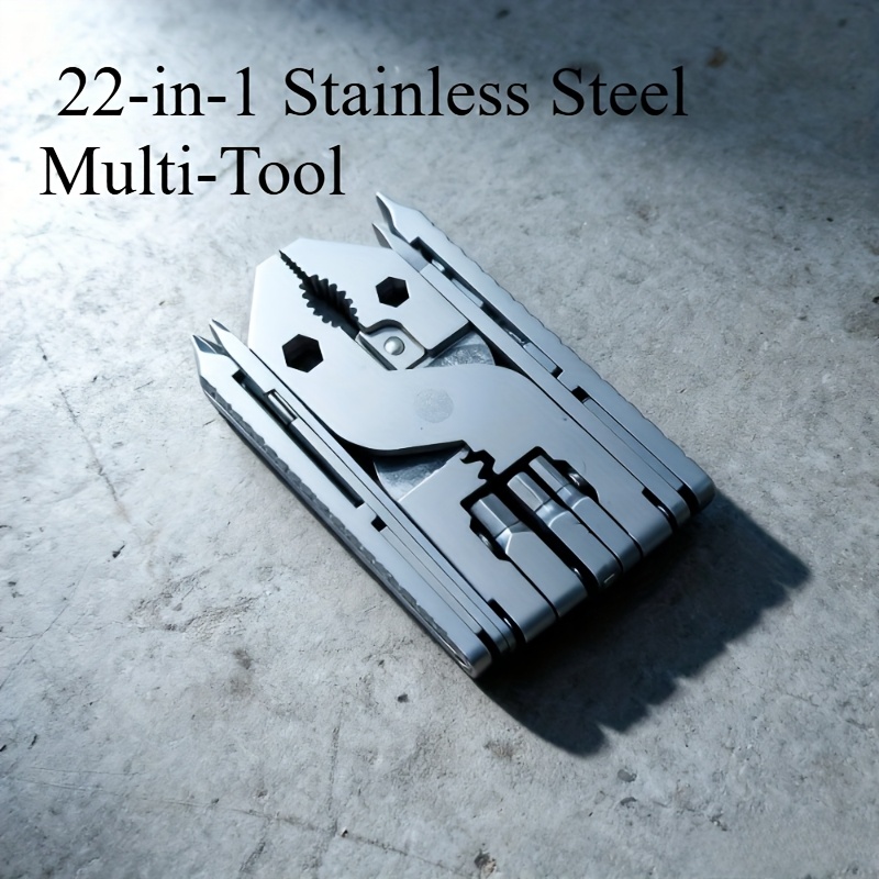1pc heavy duty 22 in 1 stainless steel multi tool with key ring portable folding pliers screwdriver wrench hammer knife scissors opening tool Product details 2