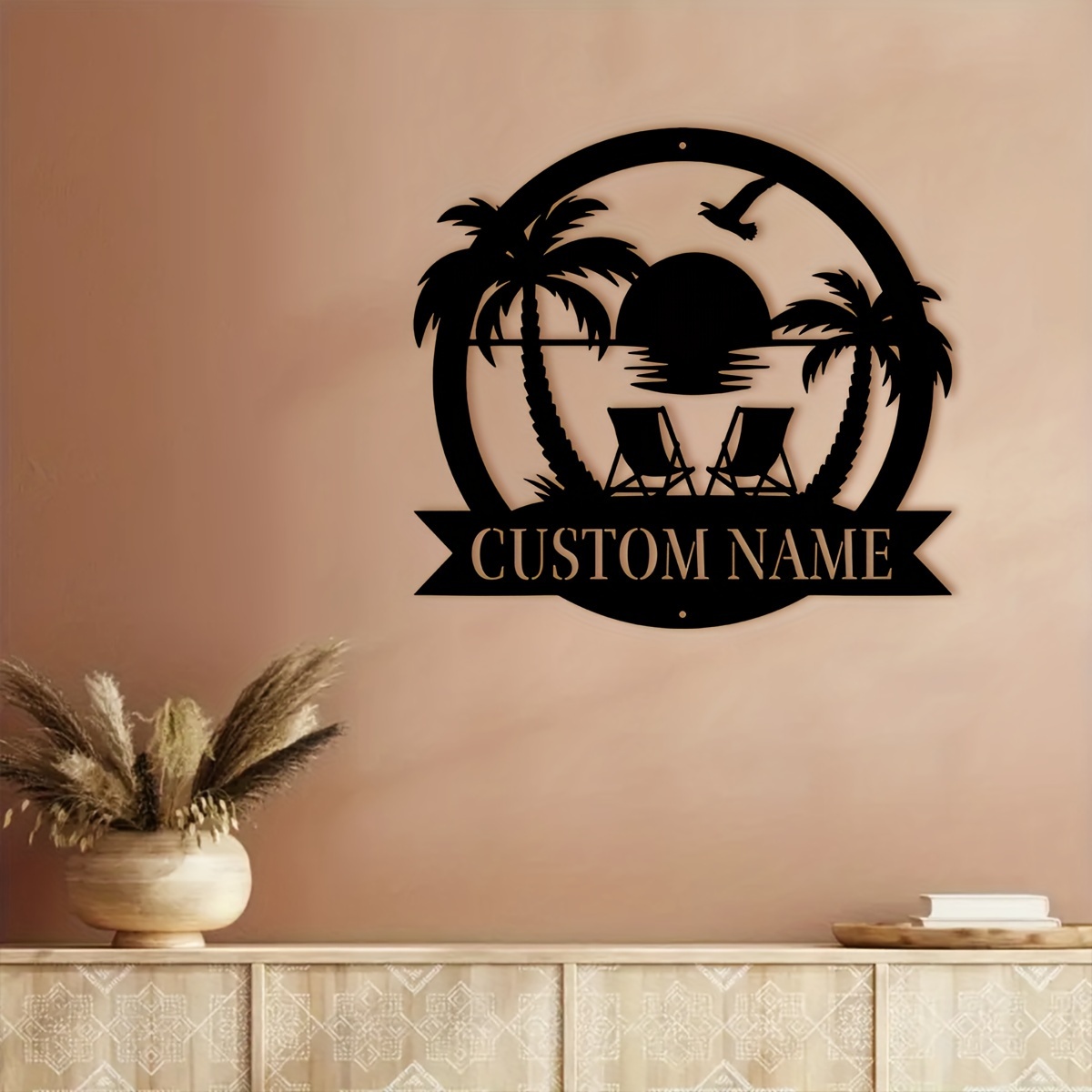 

1pc Custom Sunset Beach Wall Art, Personalized Names Sunset Beach Signs, Farmhouse Wall Decor, Metal Sunset Beach Art, Custom Names Wall Decor For Porches, Patio, Gifts