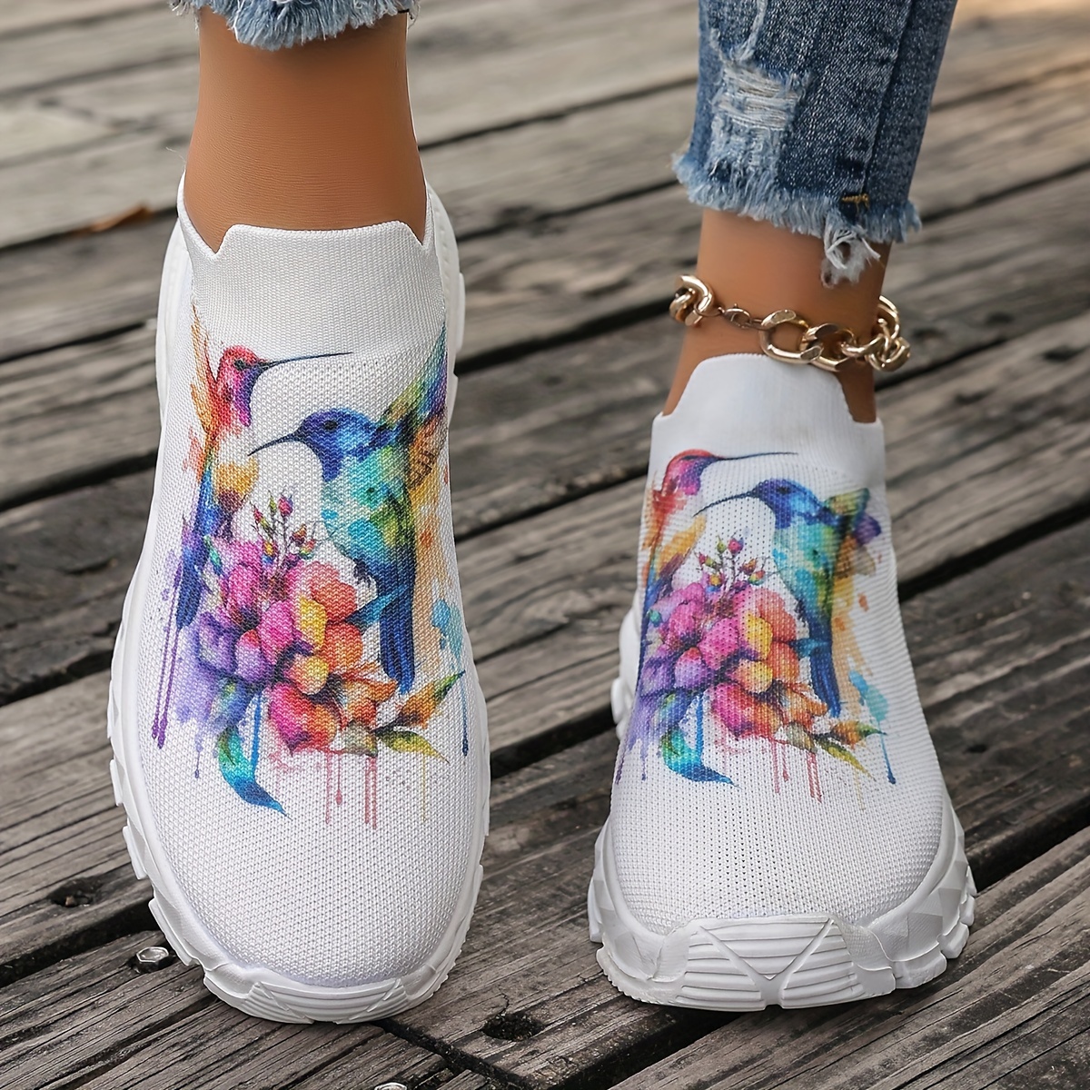 

Women's Casual Sneakers Lightweight Slip-on Walking Shoes With Vibrant Animal Print, Breathable Fabric Upper & Eva Sole, All-season Low Top Fashion Sneakers With Positioning Printing From Taizhou