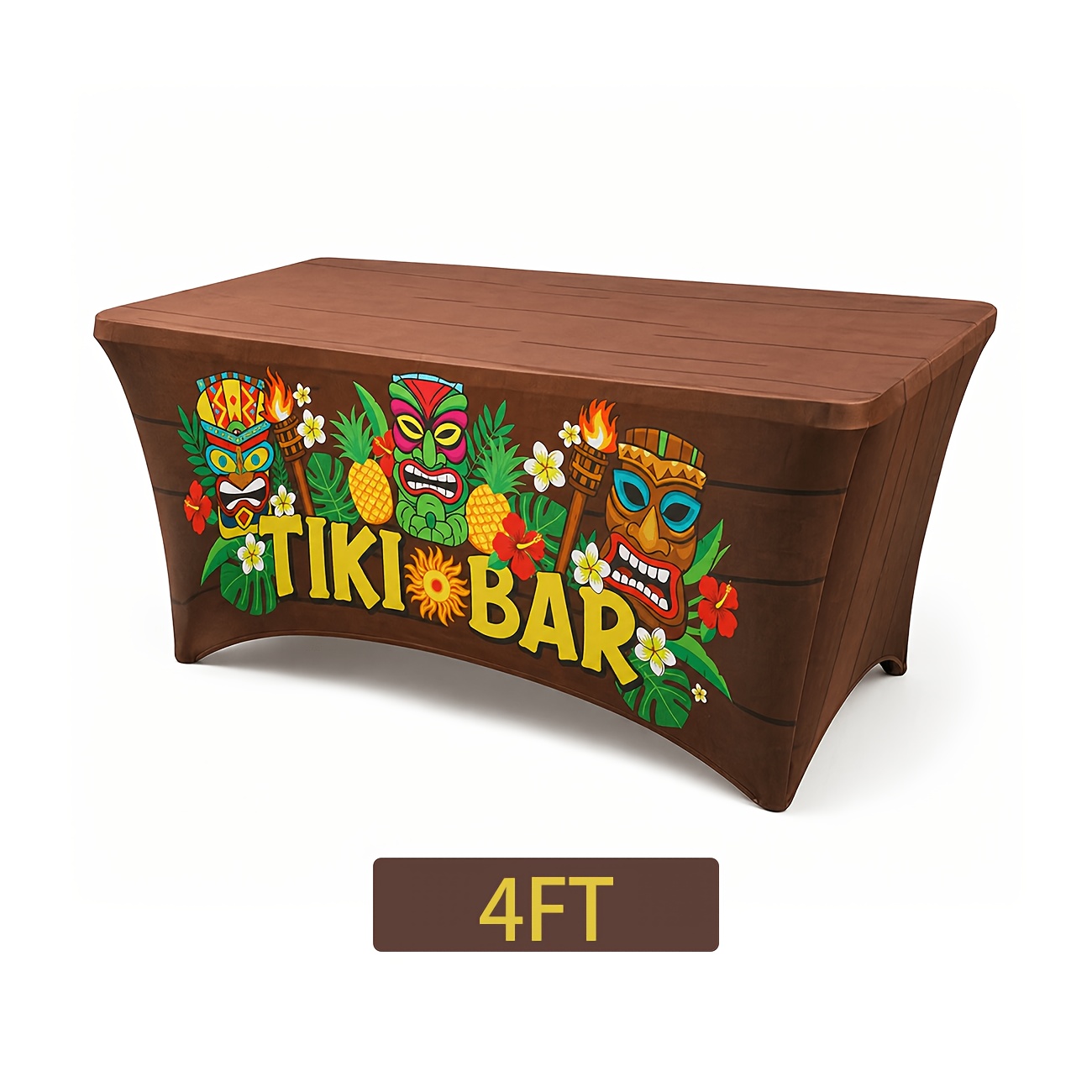 TEMU Nappe de bar hawaïenne 1 pièce/2 pièces, Nappe de fête forêt humide, Décoration de fête de plage et de piscine pour carnaval, Jupe de table pour