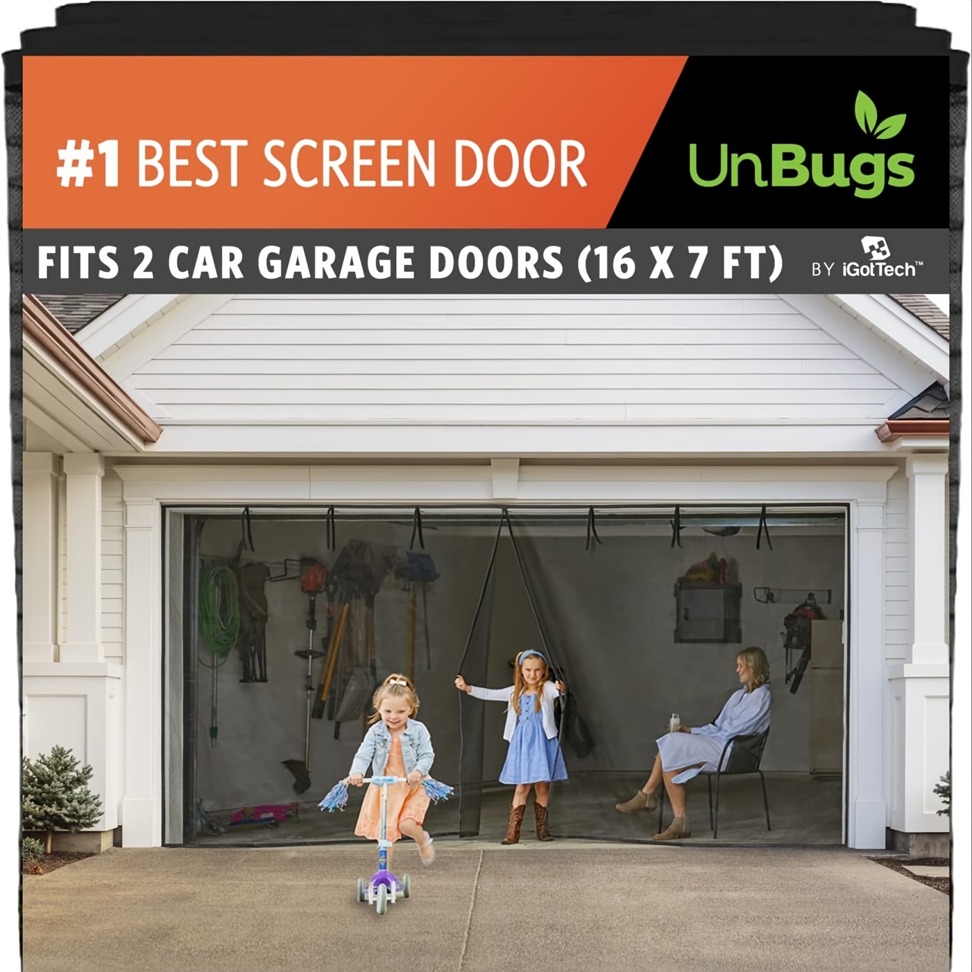 

1pc Heavy Duty Garage Gauze Door, Screen Door For 2 Car Garage Doors, Magnetic Closure, Keeps Bugs Out, Screen Door For Double Garage Door