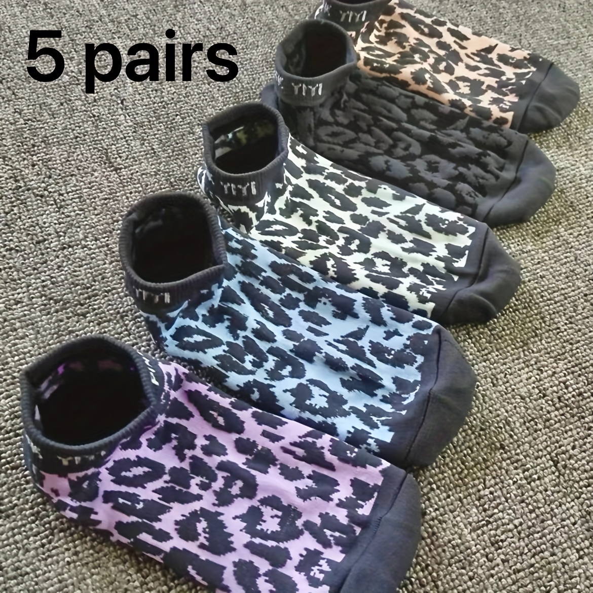 5/6/10 Pairs Of Leopard-print Women's Socks, Personalized Printed Patterns, Breathable And Sweat-absorbent, Casual Socks