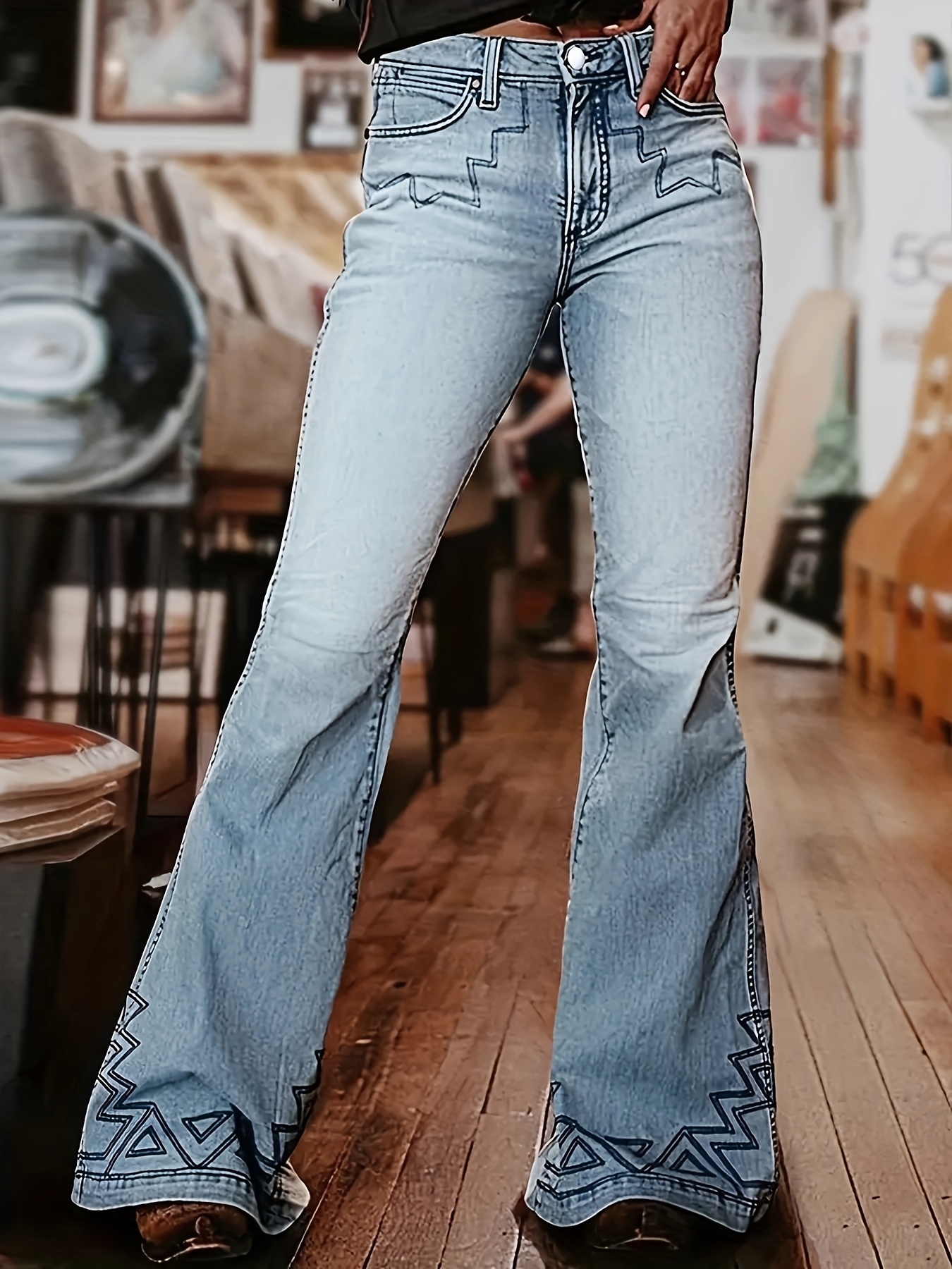 【YOURNUS】Western Retro Wide Denim Pants YOURNUS】Western Retro Wide Denim Pants