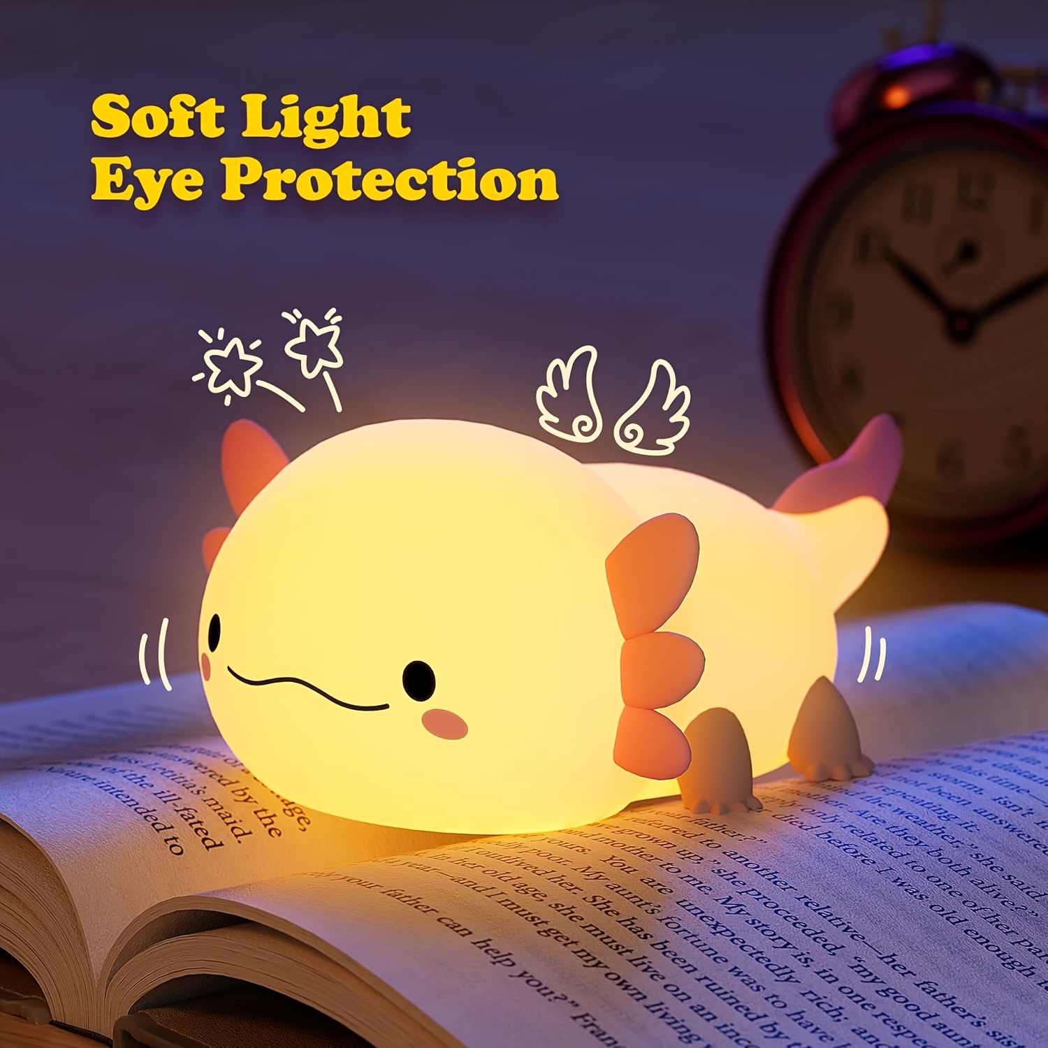 cute cartoon axolotl night   controlled with timer function and usb charging desk lamp bedroom living room dining room desk decoration led lights christmas and birthday gifts office lamp computer desk lamp gift ideas bedroom lighting whimsical lighting   design plastic construction rubber base room decor gifts Product details 7